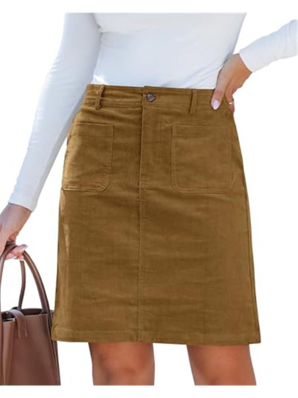 Womens High Waist Mini Skirt Cotton Stretch A Line Casual Button Pocket Skirt